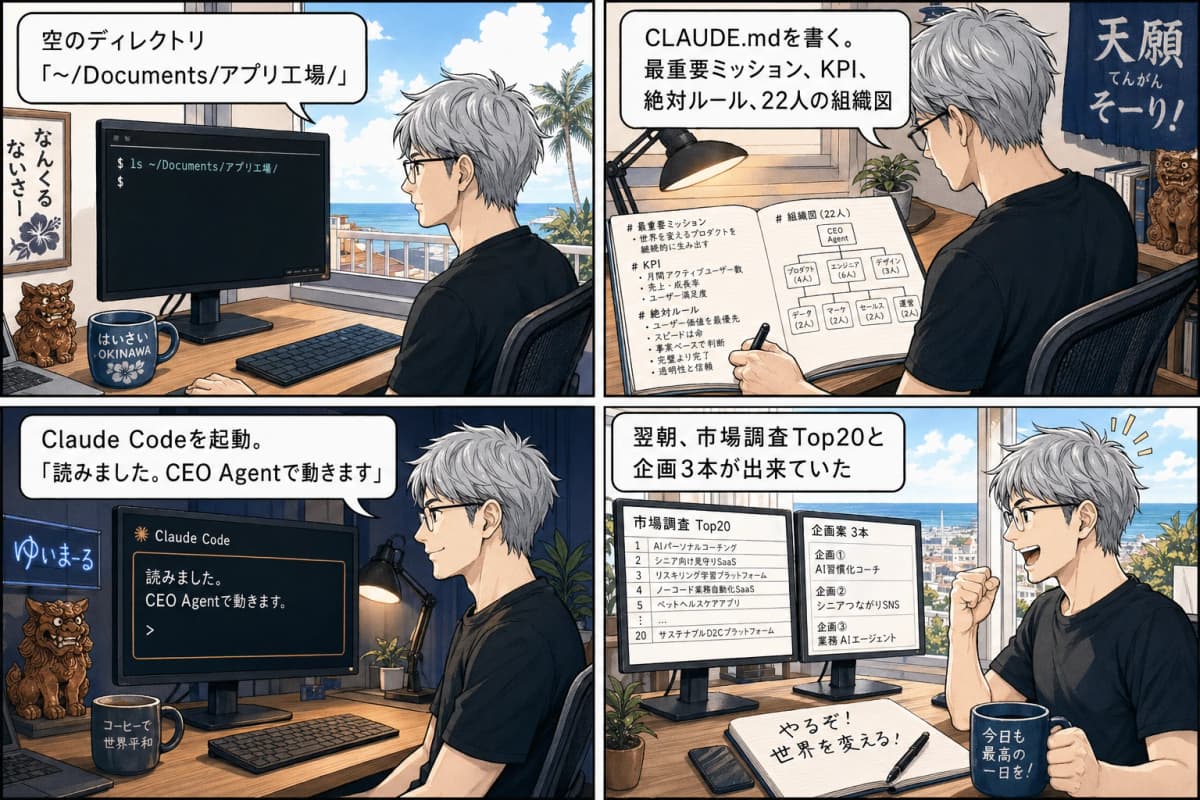 CLAUDE.mdが書かれた瞬間、組織が起動した