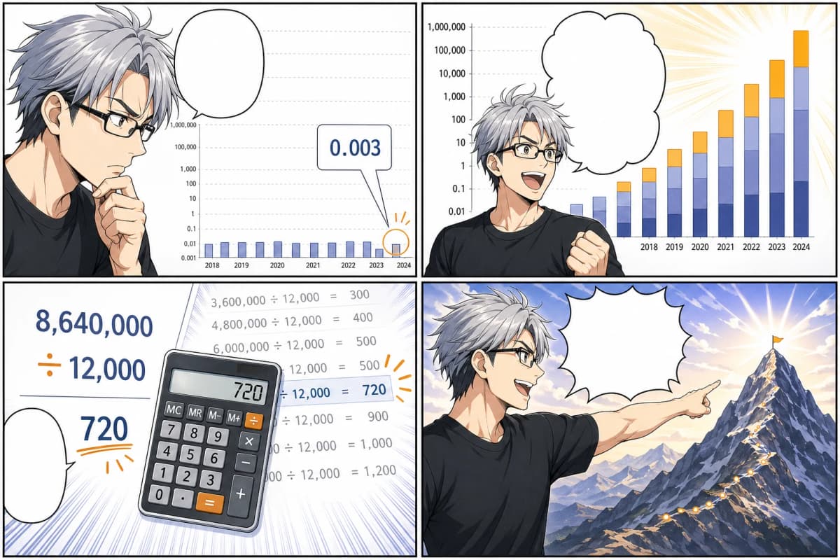 月300万円が、1日200DLに分解される瞬間