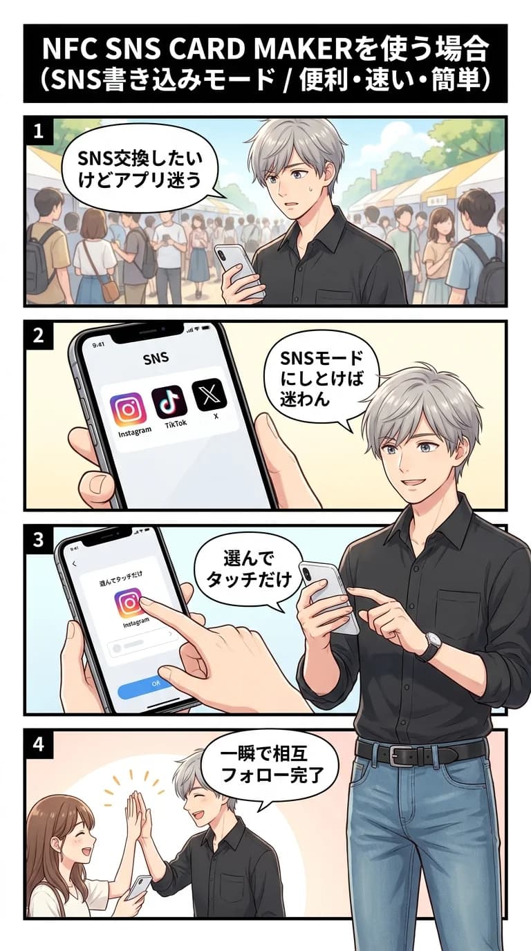 SNS書き込みモード — SNS用に最適化したシンプルなメイン画面