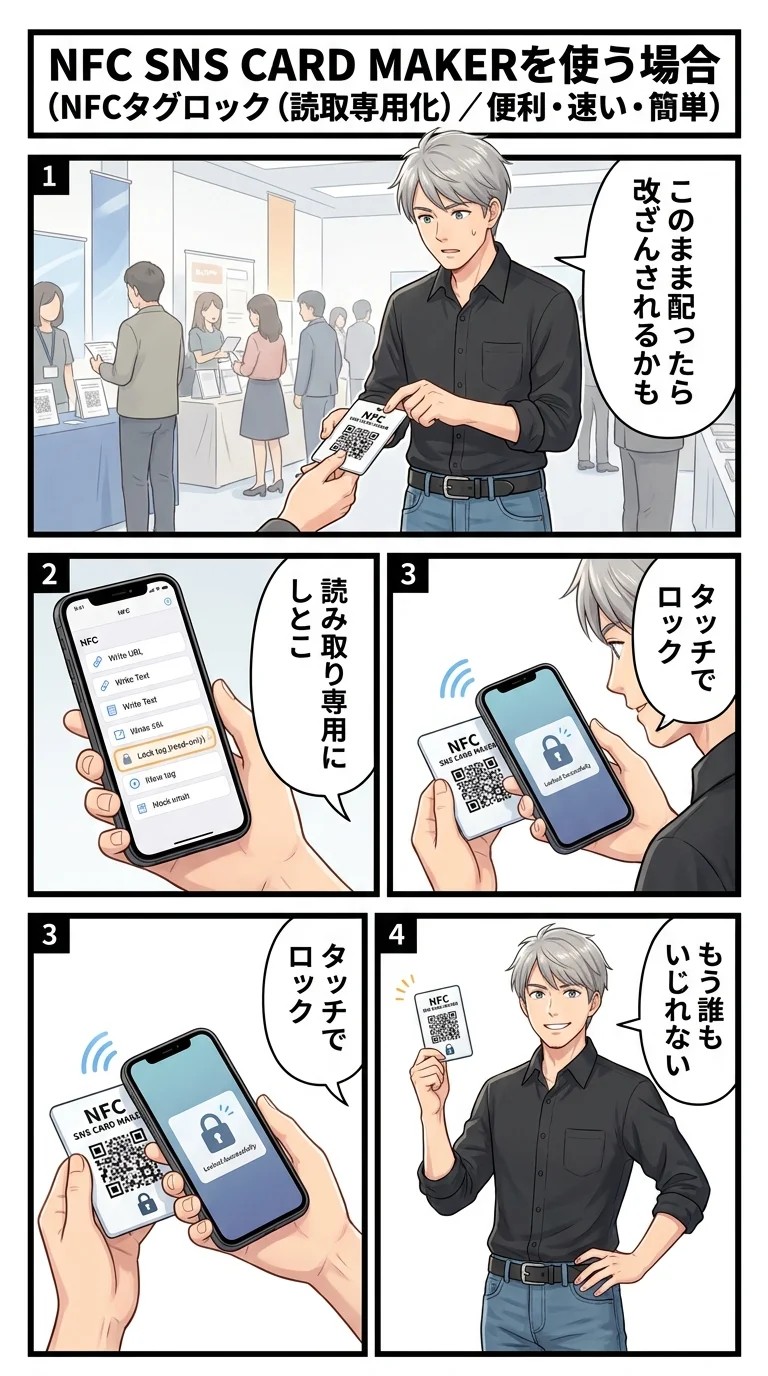 NFCタグロック(読取専用化) — NFCタグを読取専用にしてデータ改ざんを防止