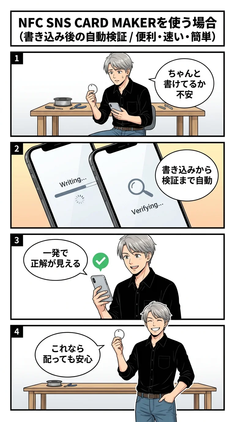 書き込み後の自動検証 — NFCタグ書き込み後に即座に検証確認