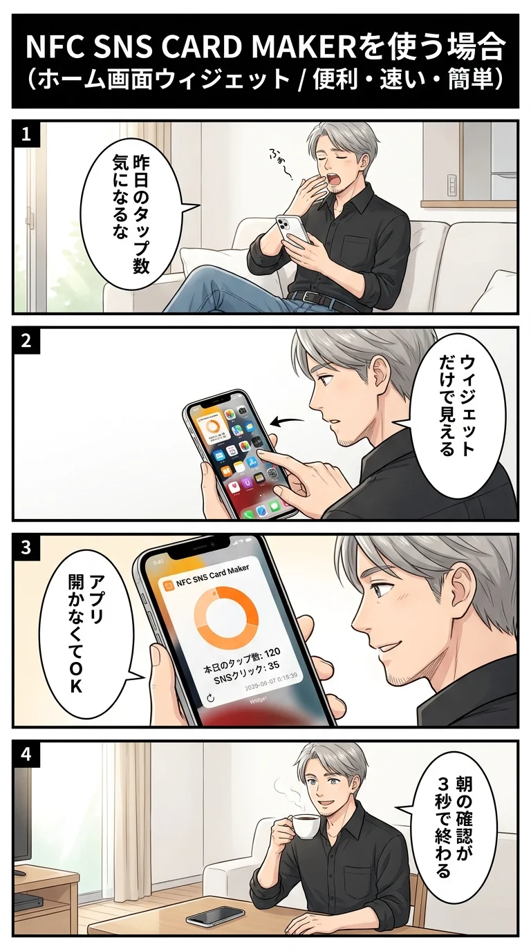 ホーム画面ウィジェット — ホーム画面にタップ数やSNS情報を表示