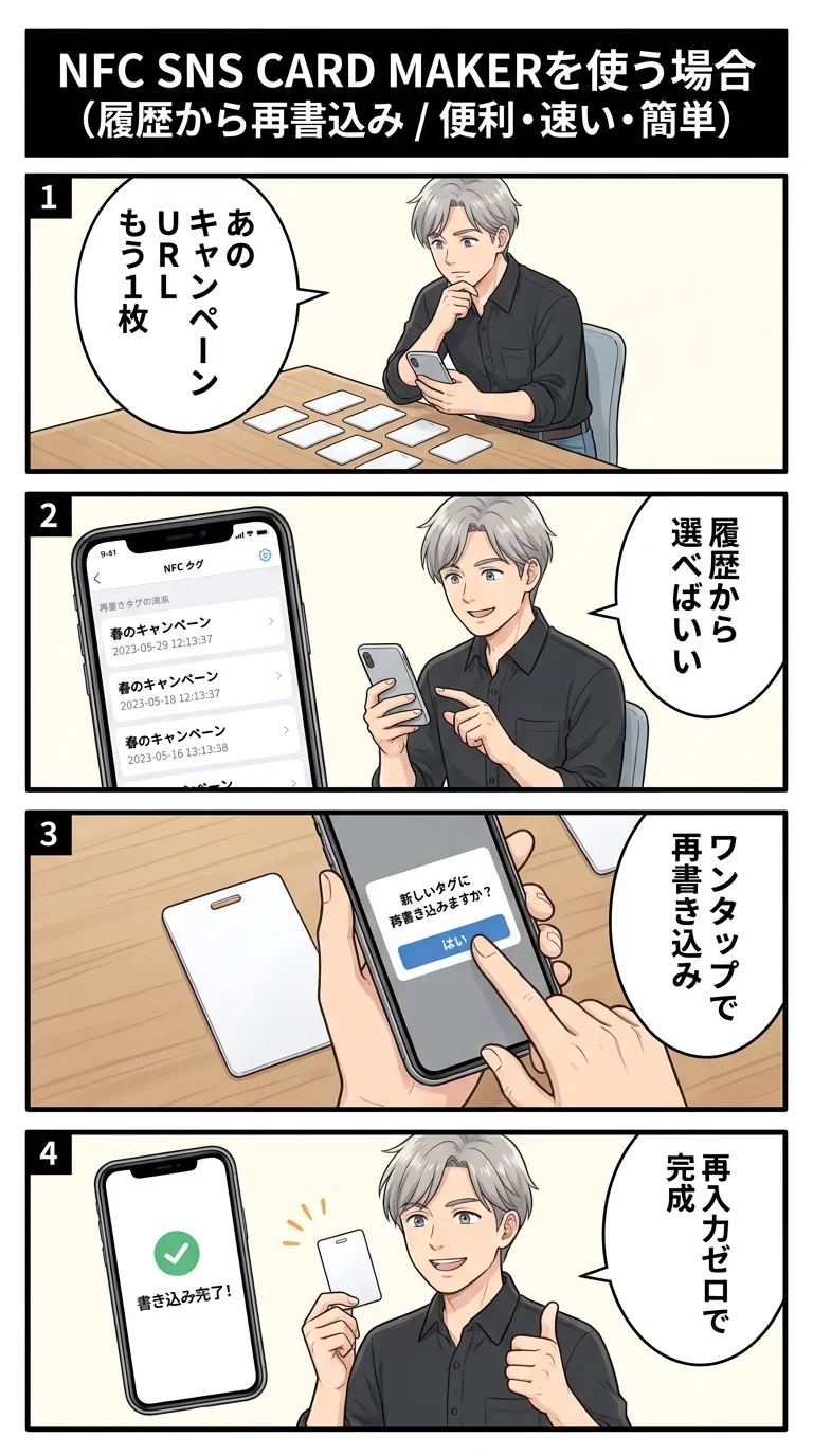 履歴から再書込み — 過去に書き込んだURLやテキストを履歴から再利用