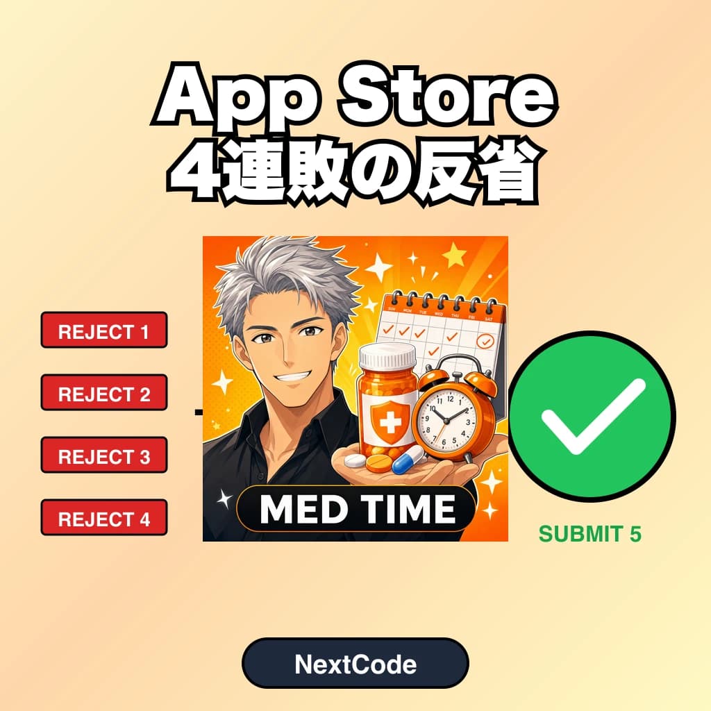 MedLink 審査リジェクト記録(2026/05/15) — App Store 4連敗から5回目提出までの恒久対策