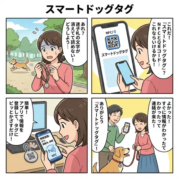スマートドッグタグの4コマ漫画