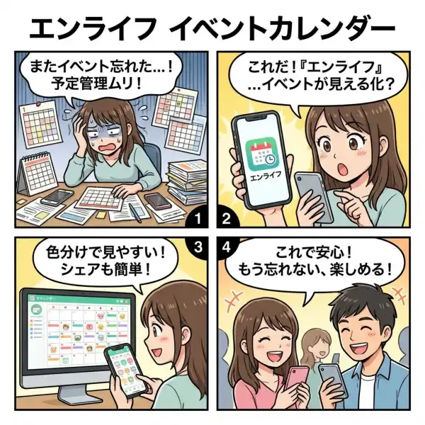 エンライフ イベントカレンダーの4コマ漫画