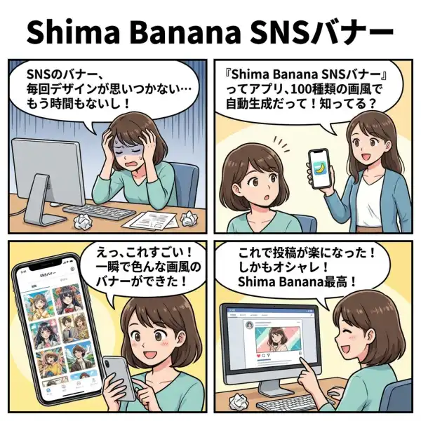 Shima Banana - SNSバナー&4コマ漫画 AIジェネレーター