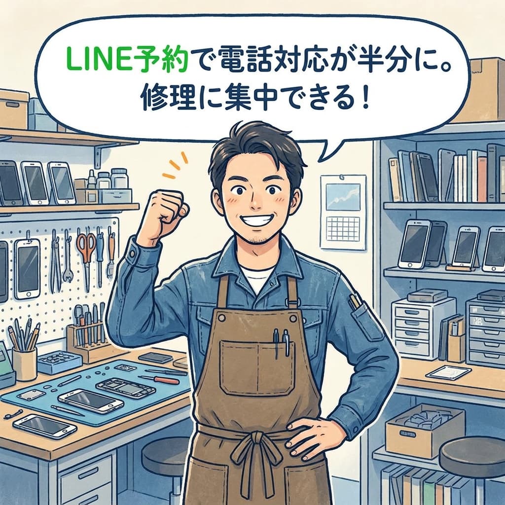 LINE予約で電話対応が半分に!スマホ修理店の業務改善ストーリー