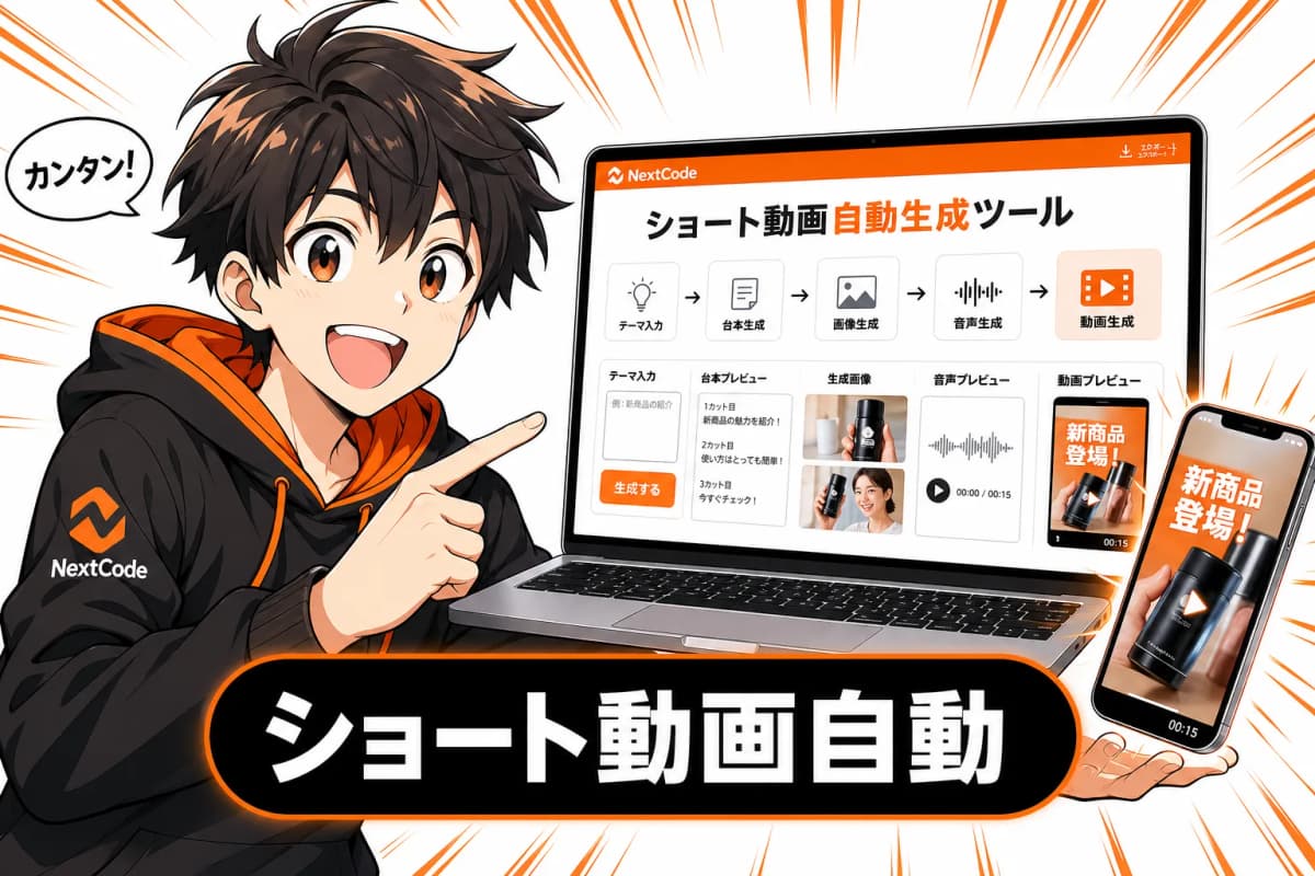 ショート動画自動生成ツールの画面