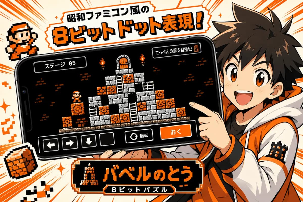 昭和ファミコン風の8ビットドット表現