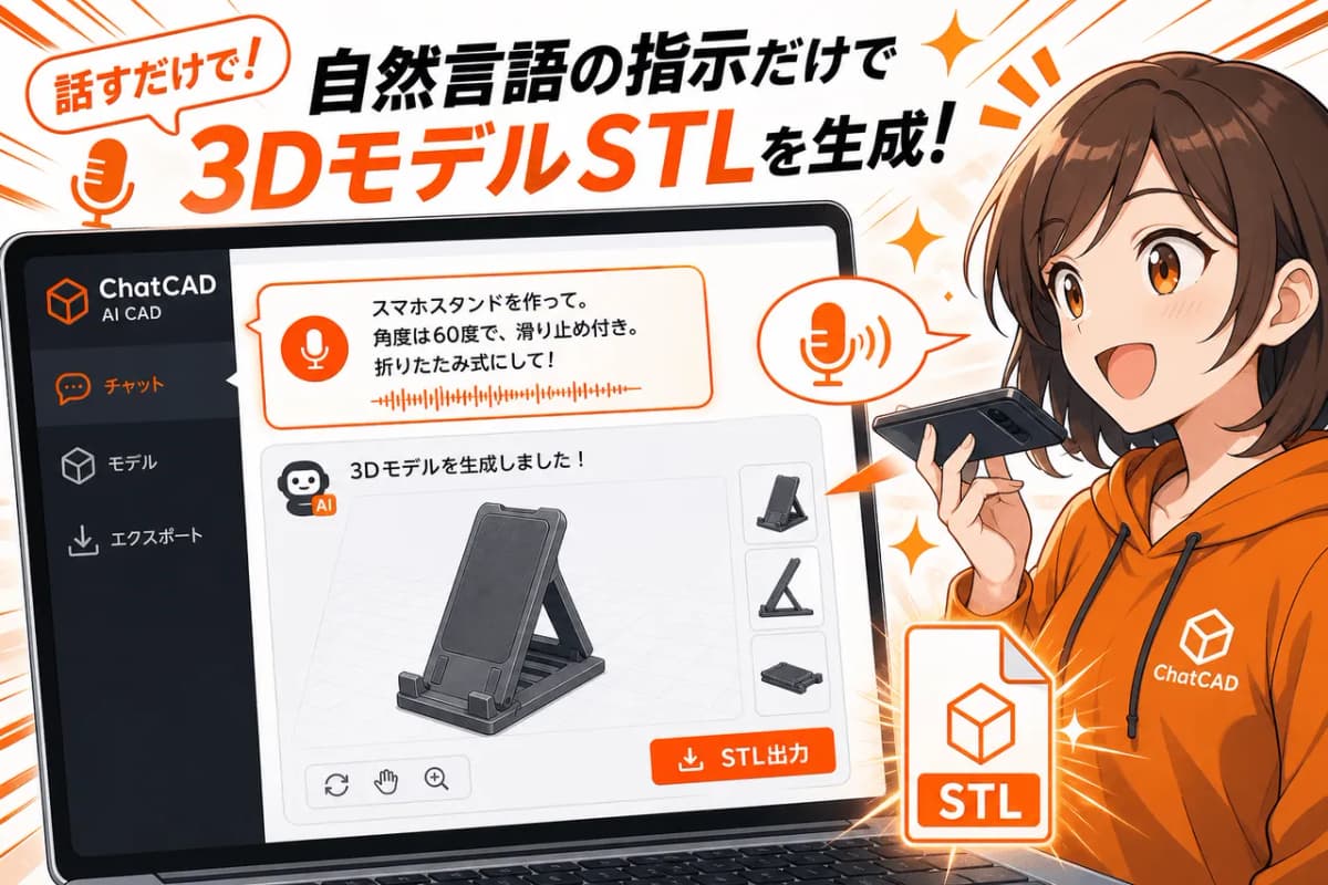 自然言語の指示だけで3DモデルSTLを生成