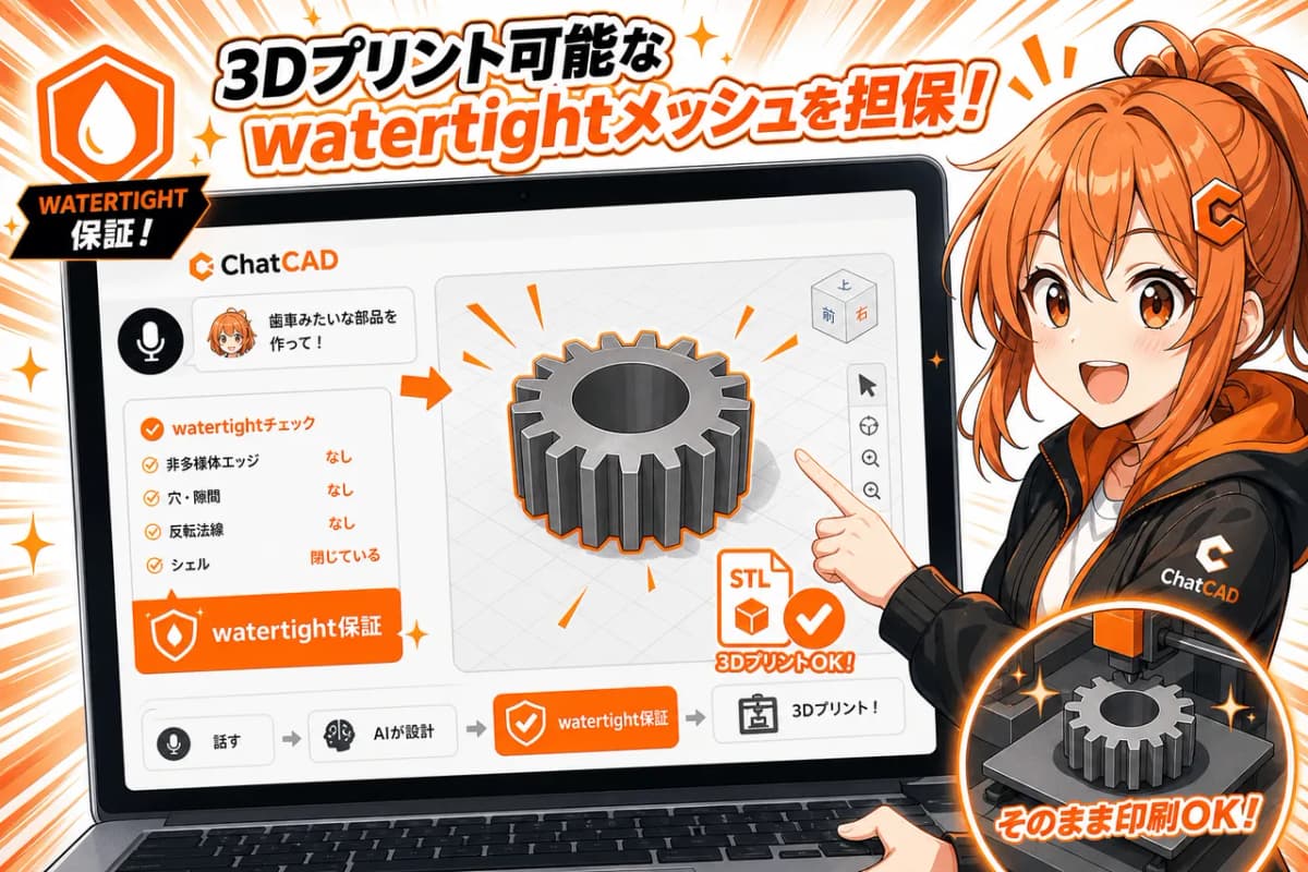 3Dプリント可能なwatertightメッシュを担保