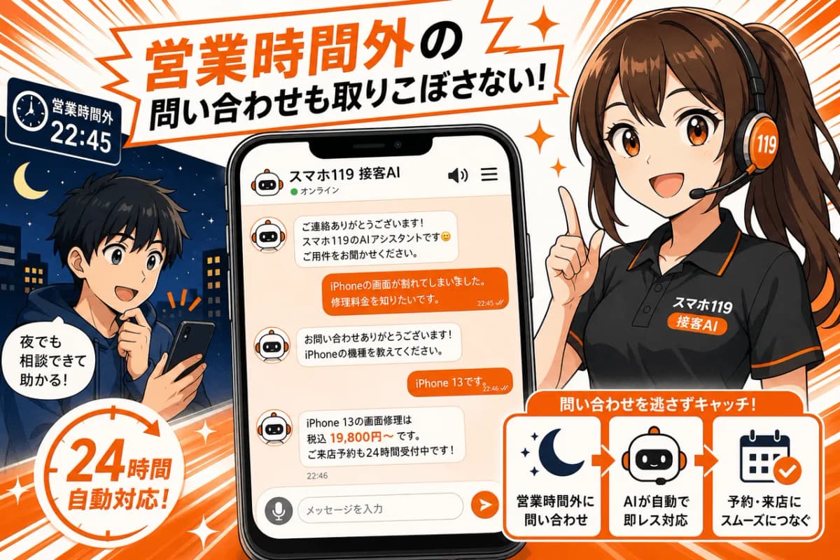 営業時間外の問い合わせも取りこぼさない