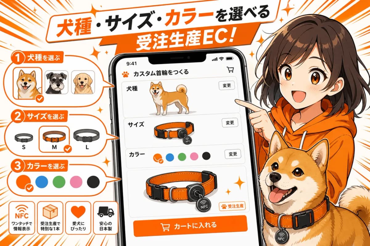 犬種・サイズ・カラーを選べる受注生産EC