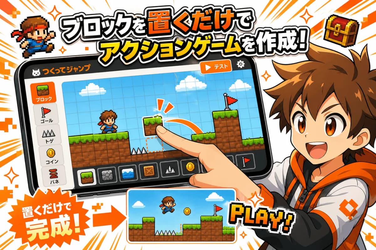 ブロックを置くだけでアクションゲームを作成