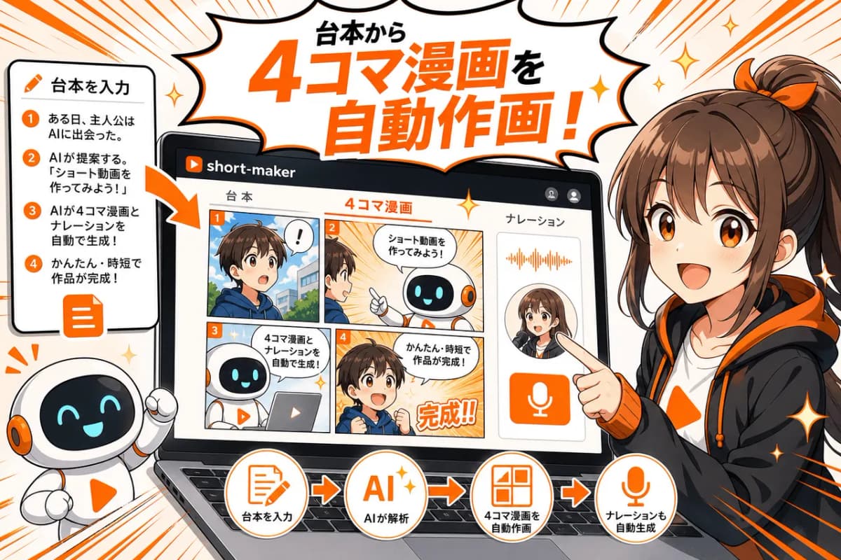 台本から4コマ漫画を自動作画