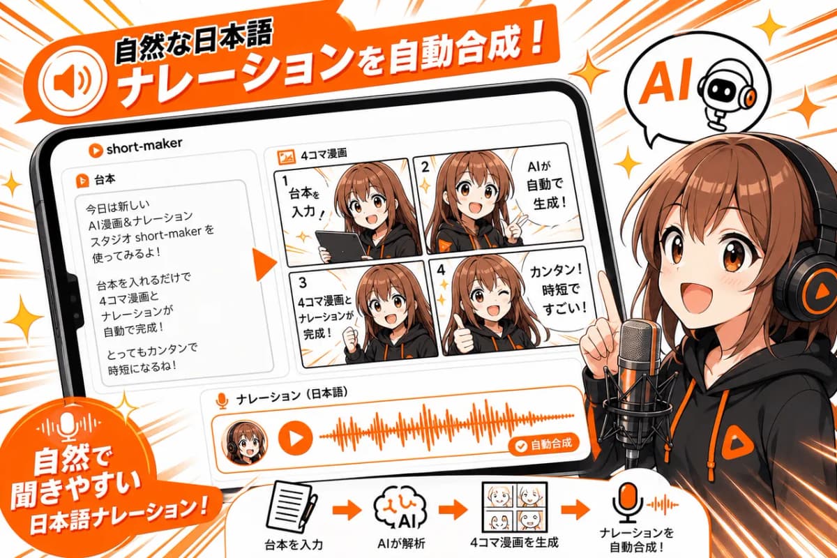 自然な日本語ナレーションを自動合成