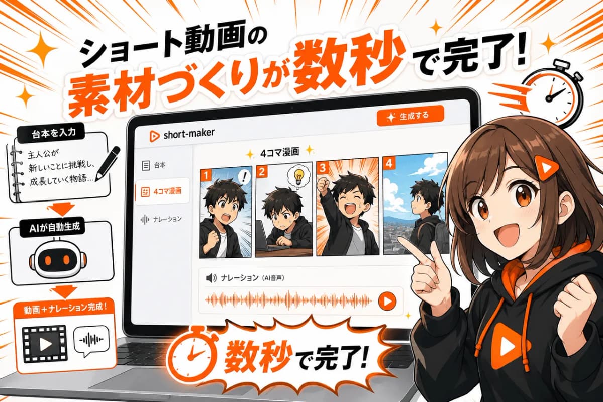 ショート動画の素材づくりが数秒で完了